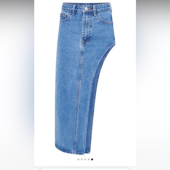 PRETTY LITTLE THING denim slit skirt size UK10 - Picture 2 of 8